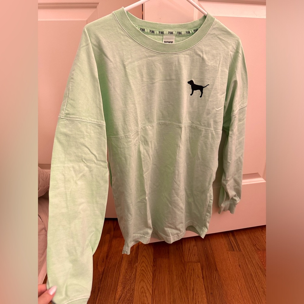 PINK BY VS MINT GREEN LONG SLEEVE TEE